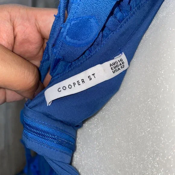 Cooper Street Blue Liberty Manhattan Frill Wide Leg Polka Dot Jumpsuit - Picture 8 of 9